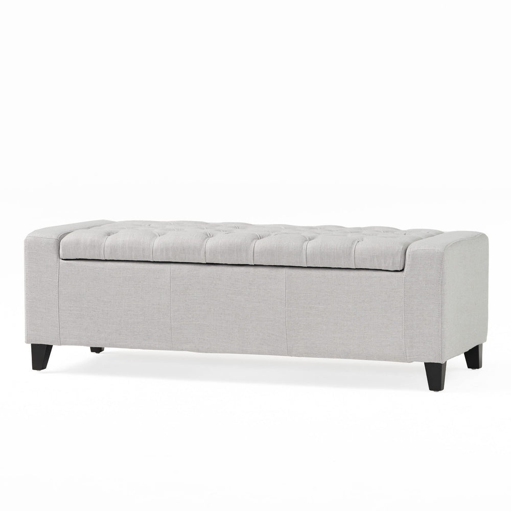 Christopher Knight Home Hikaru Fabric Storage Ottoman Light Grey 19.75”D x .00