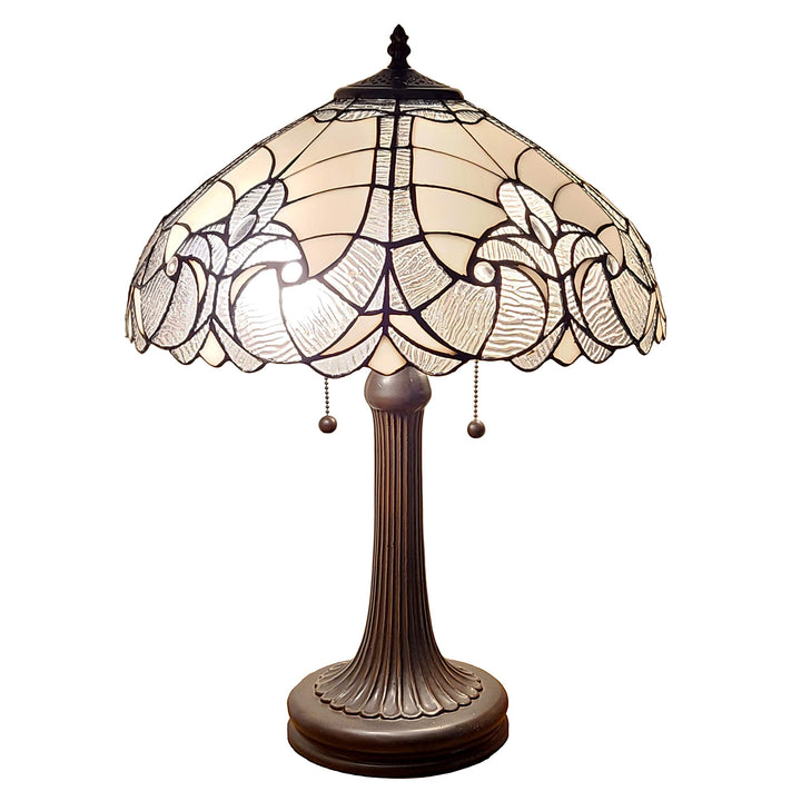 Amora Lighting Tiffany Style Table Lamp Banker Floral 23" Tall Stained Glass White - Diamond Home USA