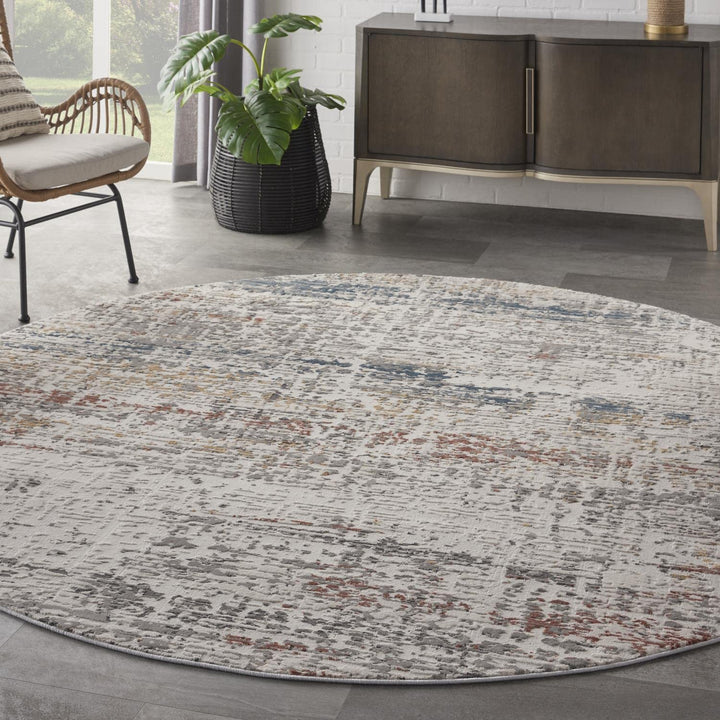 Nourison Rustic Textures Rustic Light Grey Multi 7'10" x round Area -Rug Easy - Diamond Home USA