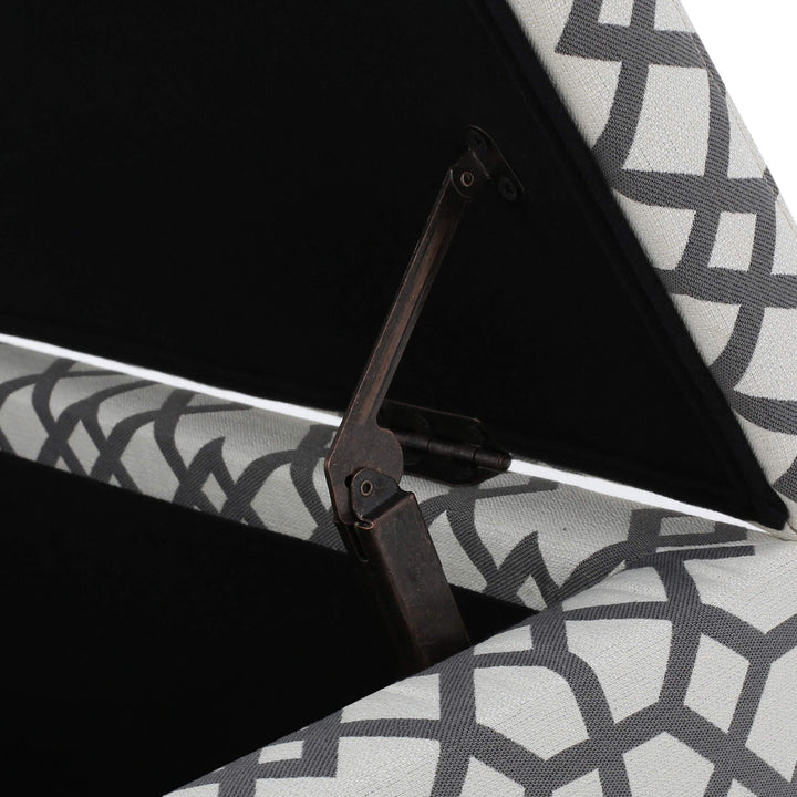 Geometric Fabric Storage Ottoman Bench by Grey White Casual Modern - Diamond Home USA
