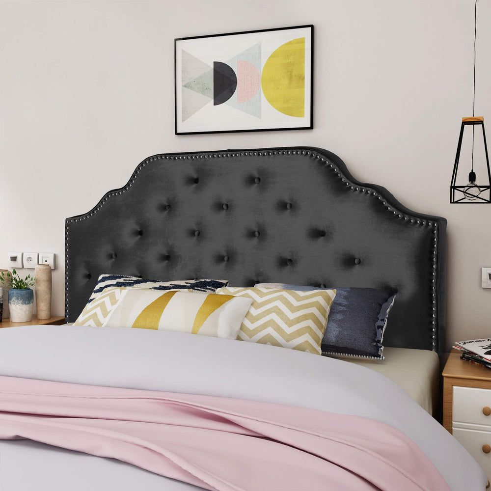 Christopher Knight Home Silas Velvet Headboard Queen / Full Black / Black - Diamond Home USA