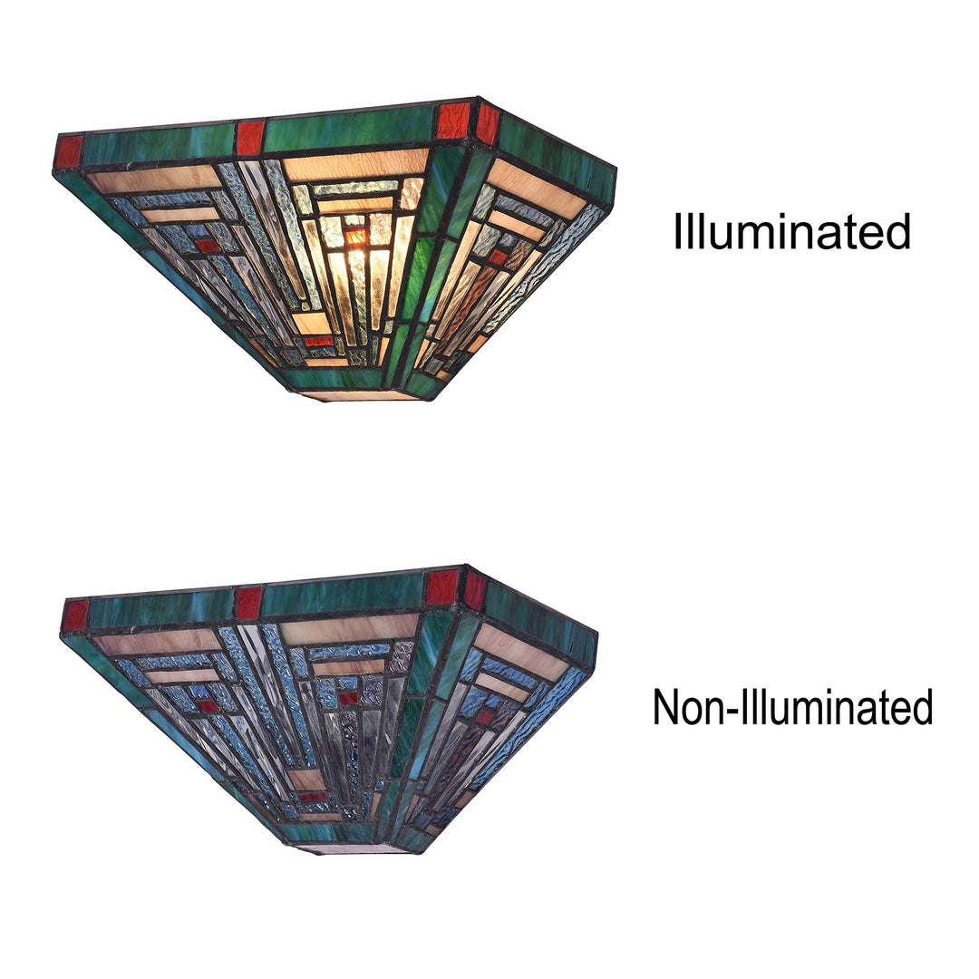 1-Light Mission-Style Stained Glass Wall Sconce Multi Color Mission Craftsman - Diamond Home USA