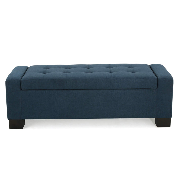 Christopher Knight Home Guernsey Fabric Storage Ottoman Dark Blue