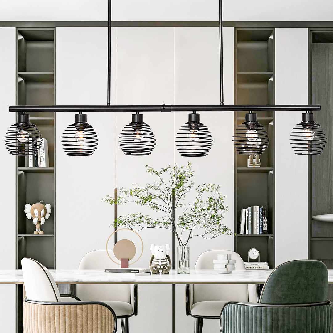 Modern 6-Light Classic Black Kitchen Island Linear Lights W49.21*d5.51*h8.66 - Diamond Home USA