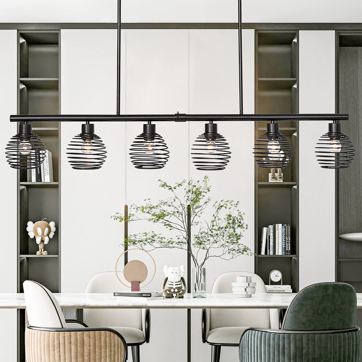Modern 6-Light Classic Black Kitchen Island Linear Lights W49.21*d5.51*h8.66 - Diamond Home USA