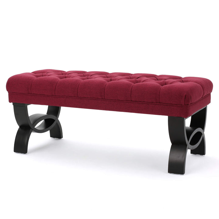 Christopher Knight Home Scarlett Tufted Fabric Ottoman Bench Deep Red