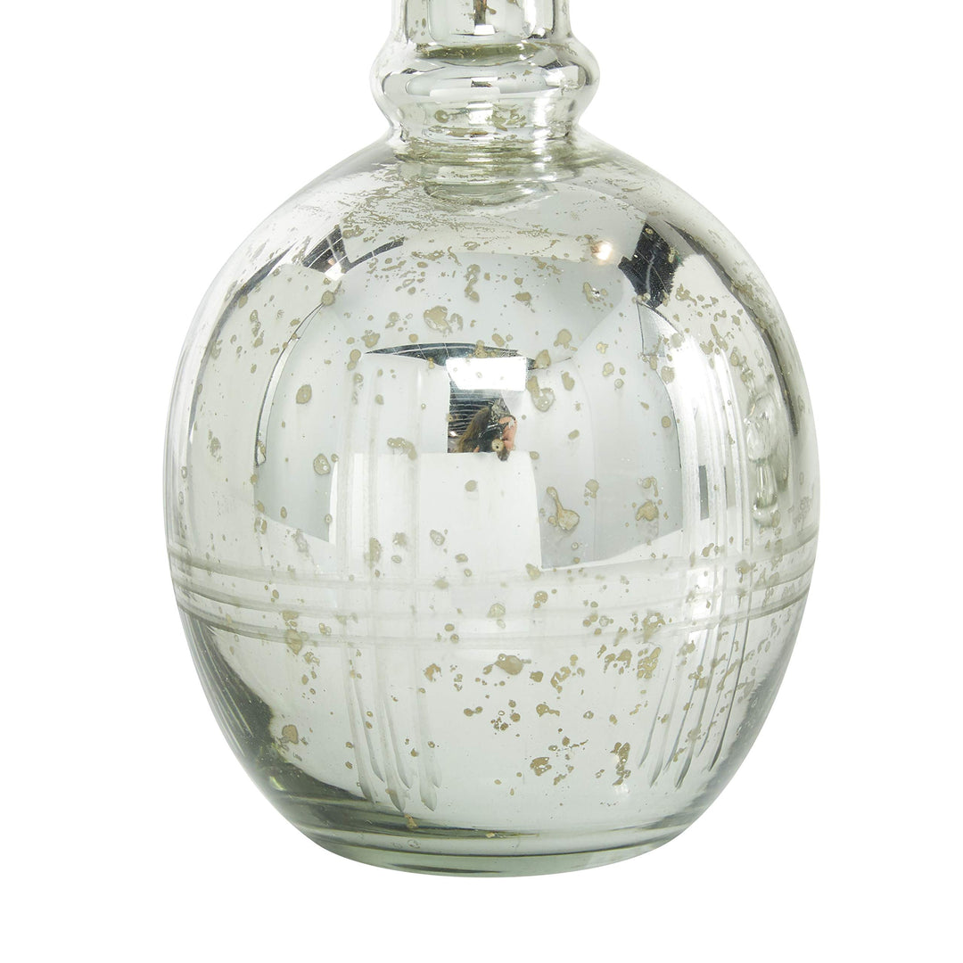 Decorative Glass Jars Set Of 3 7" 8" 9" 6 X 8round Silver Transitional - Diamond Home USA