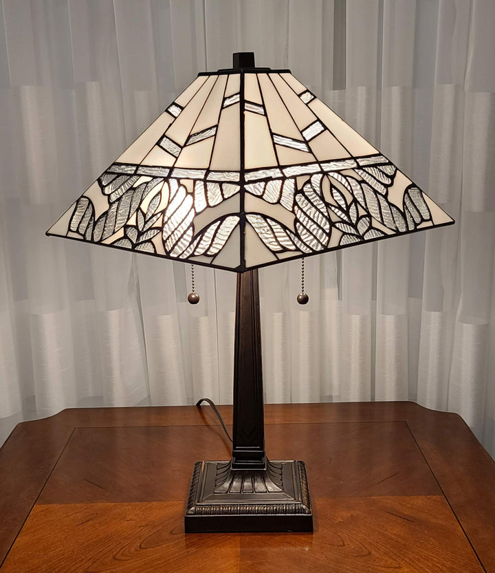 Amora Lighting AM306TL14 Tiffany Style White Mission Table Lamp 22"H x 14"W