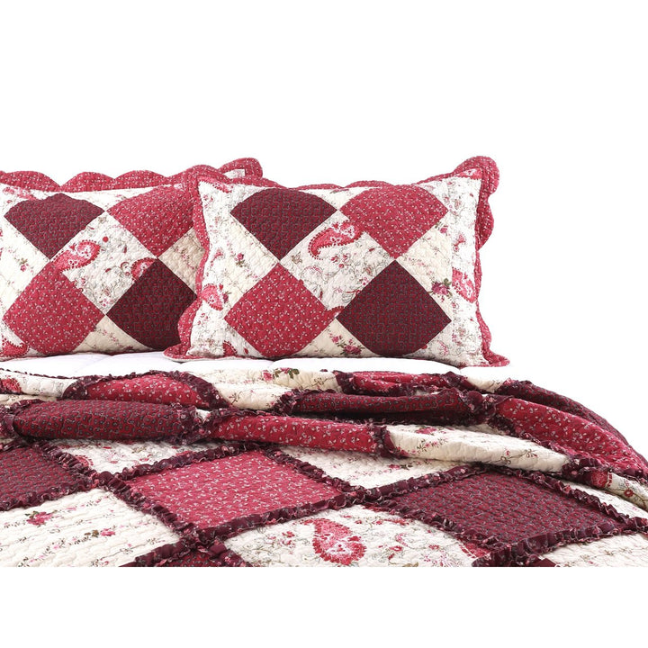 3 Piece Patchwork Garden Floral Theme Quilt Set Full/Queen Size Featuring - Diamond Home USA