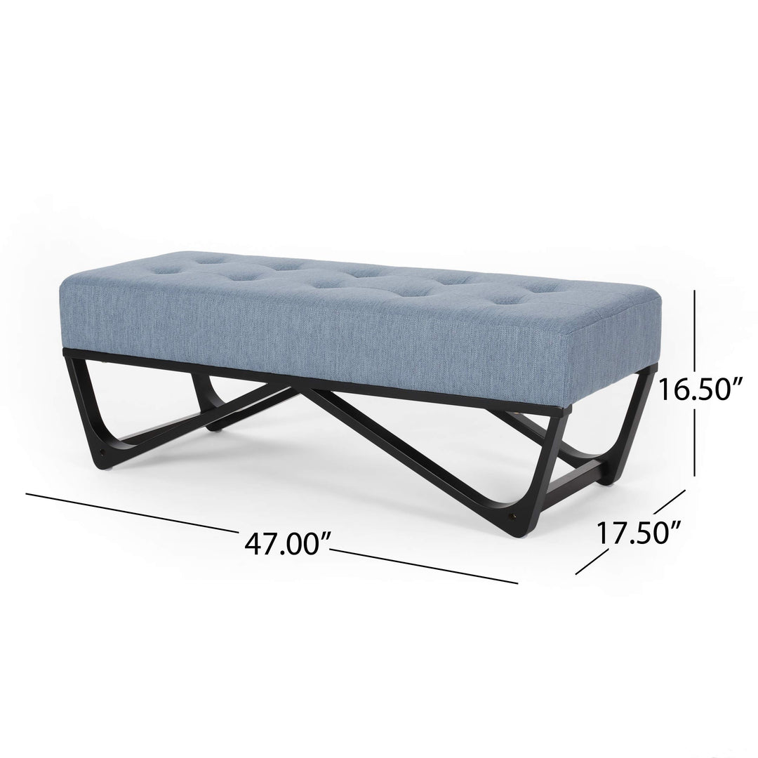 GDFStudio Contemporary Fabric Ottoman Bench Light Blue and Black - Diamond Home USA