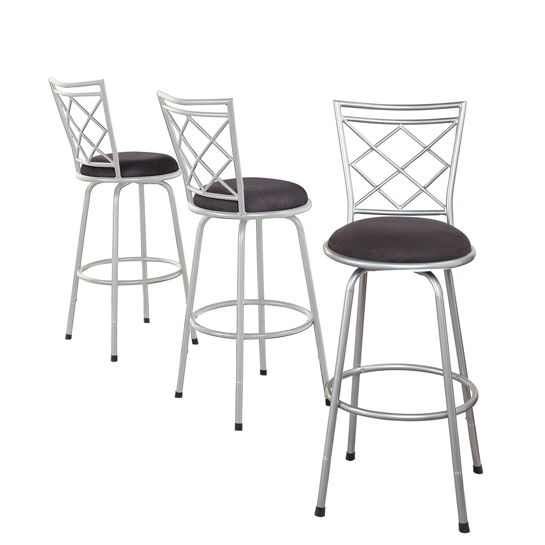 Simple Living Adjustable Height Crossback Microfiber Swivel Bar Counter Stools Silver