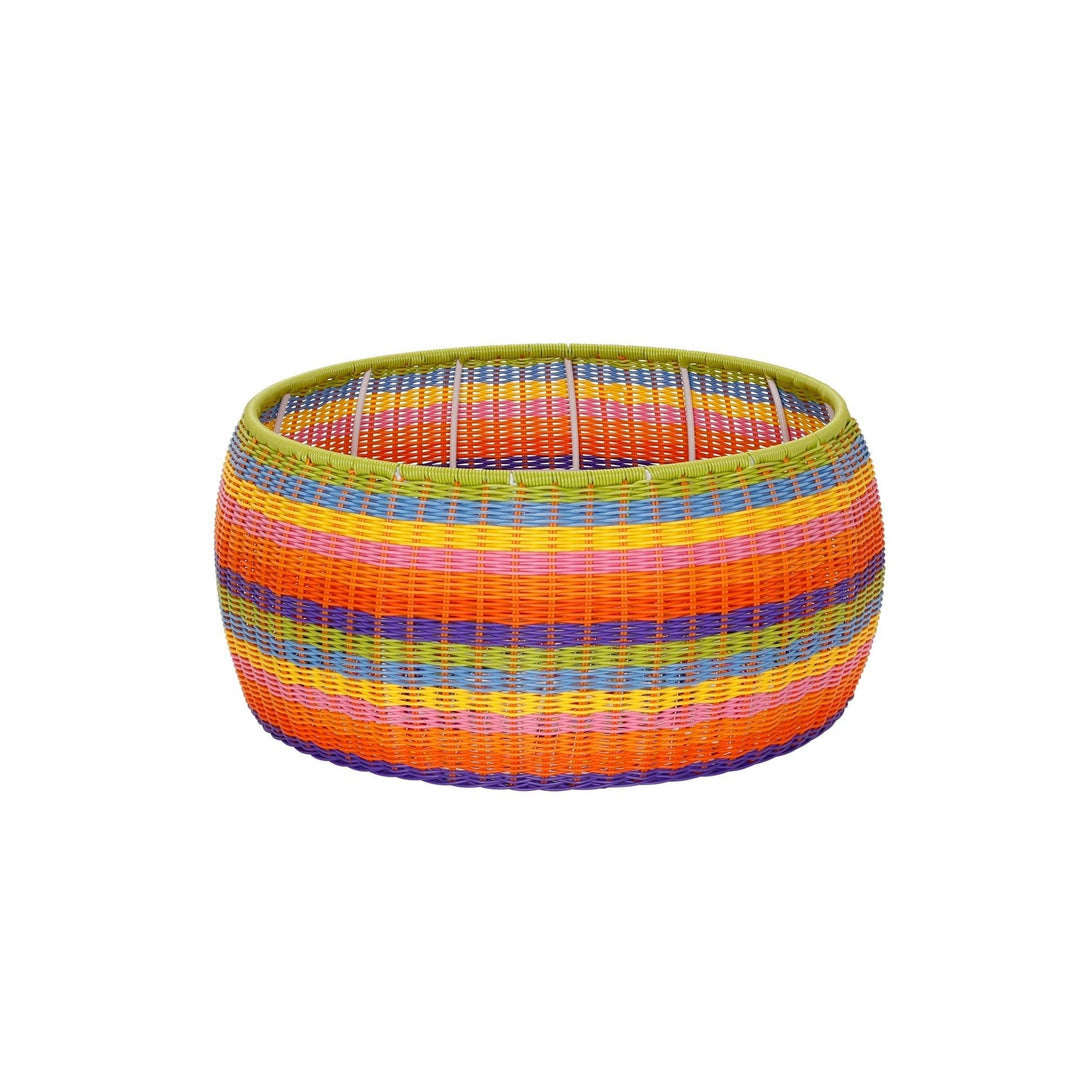 Outdoor Patio Round Wicker Ottoman Colorful Small Rainbow Footstool Rounded - Diamond Home USA