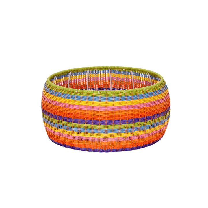 Outdoor Patio Round Wicker Ottoman Colorful Small Rainbow Footstool Rounded - Diamond Home USA