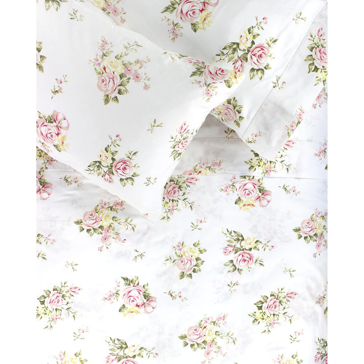 Melange Home Printed Design Cotton Collection 400TC Rose Hemsitich Bed Sheet Set Twin