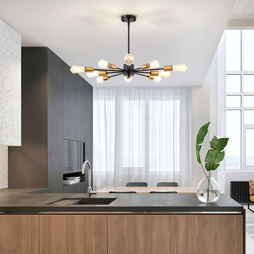 The Lighting Store Lorena Antique Black and Metallic Gold Sputnik 10-Light - Diamond Home USA