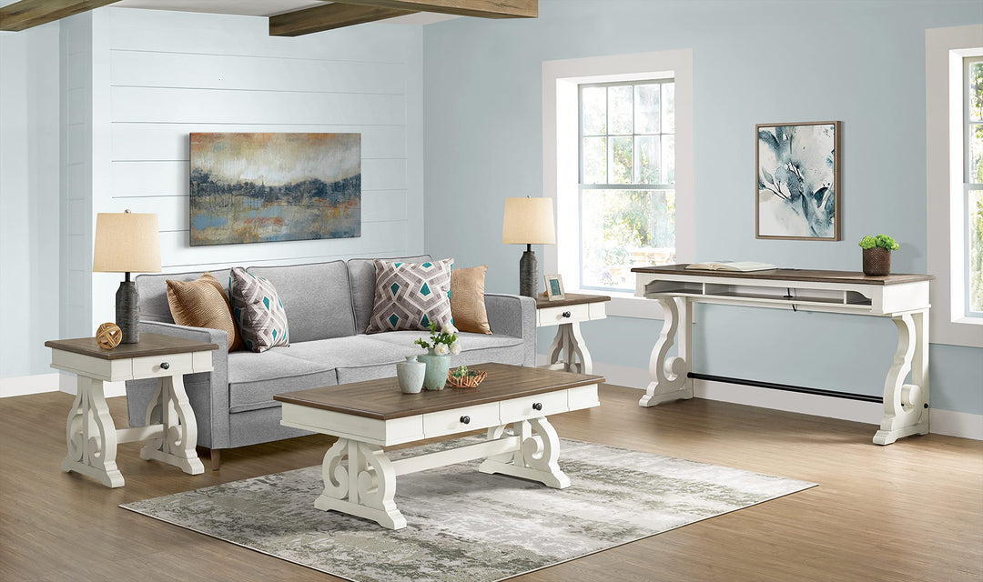 Intercon Drake Rustic White & French Oak Coffee Tables - Diamond Home USA