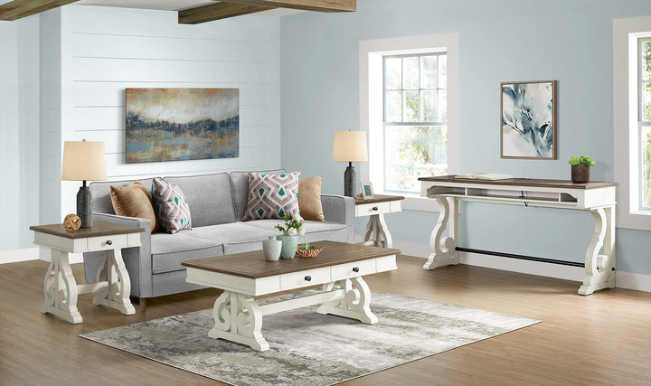 Intercon Drake Rustic White & French Oak Coffee Tables - Diamond Home USA