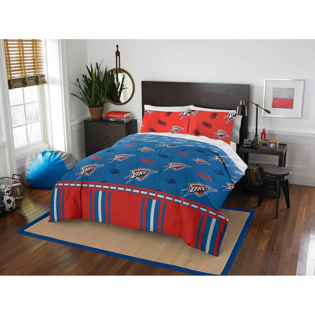 5 Piece OKC Thunder Comforter Queen Set Basketball Themed Comforter with