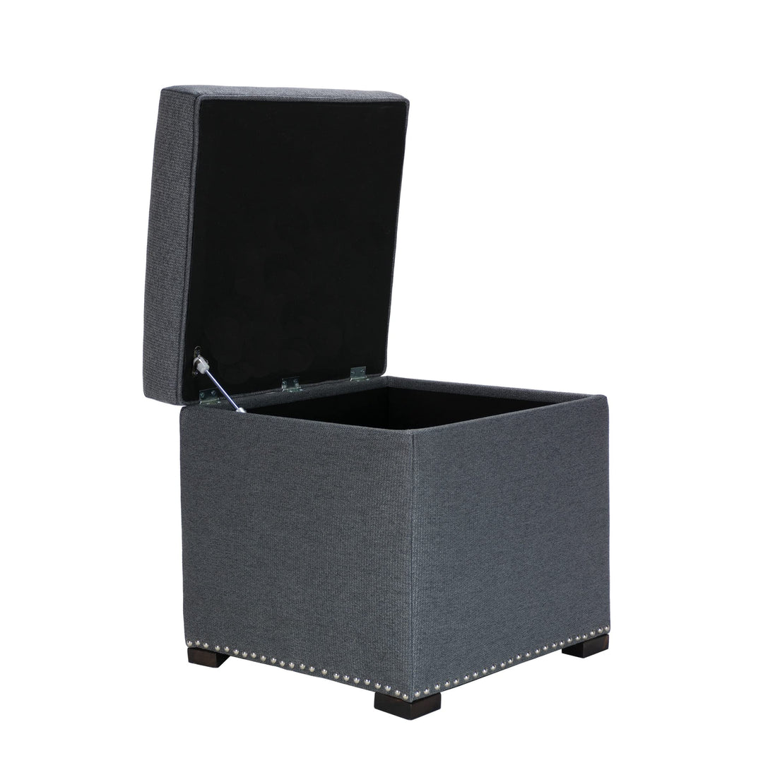 MJL Furniture Designs Tami Square Fabric Upholstered Storage Ottoman Stone - Diamond Home USA