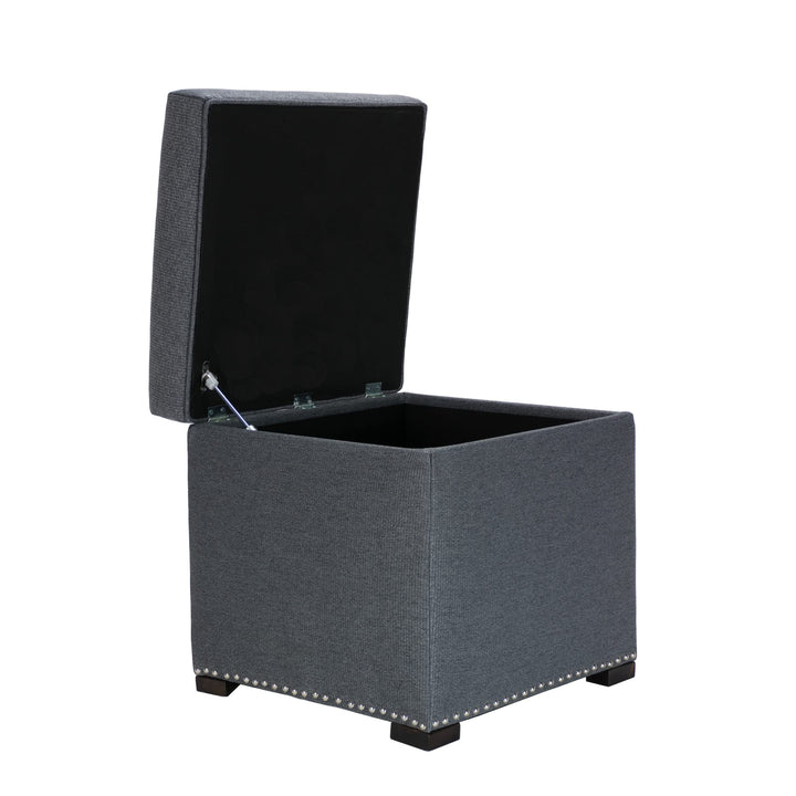 MJL Furniture Designs Tami Square Fabric Upholstered Storage Ottoman Stone - Diamond Home USA
