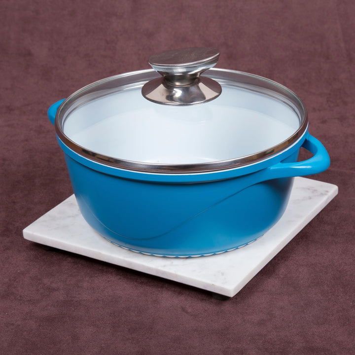 Creamy White Marble Square Trivet Stoneware - Diamond Home USA