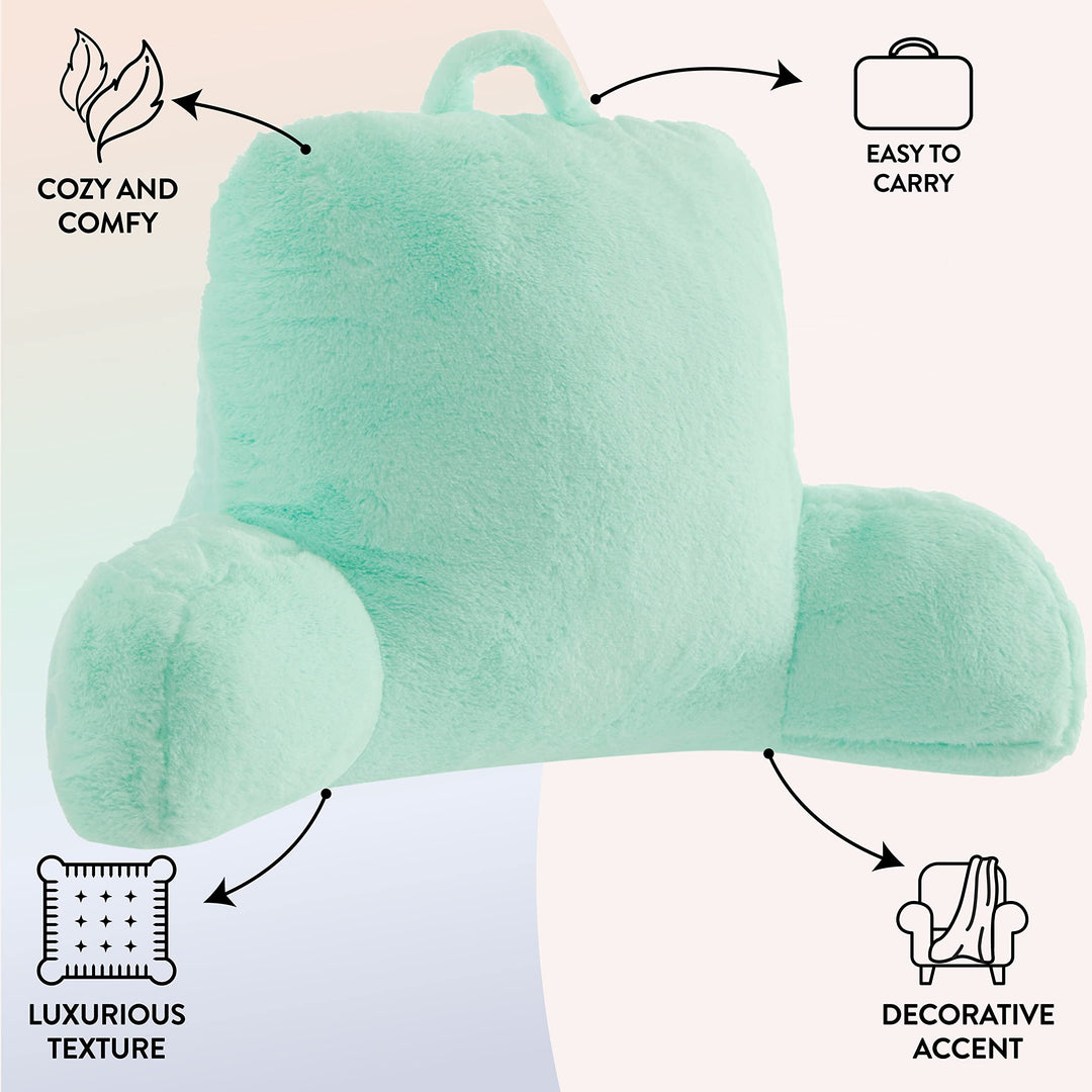 Urban Lifestyle Rabbit Faux Fur Backrest Pillow Mint - Diamond Home USA