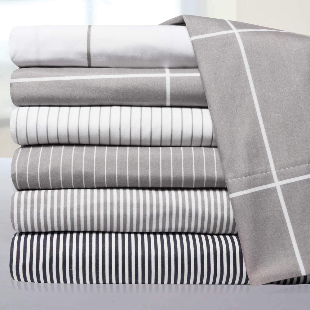bed bath n more 6 Piece Loft Collection Modern Classic Pinstripe Sheet Sets Grey - Diamond Home USA