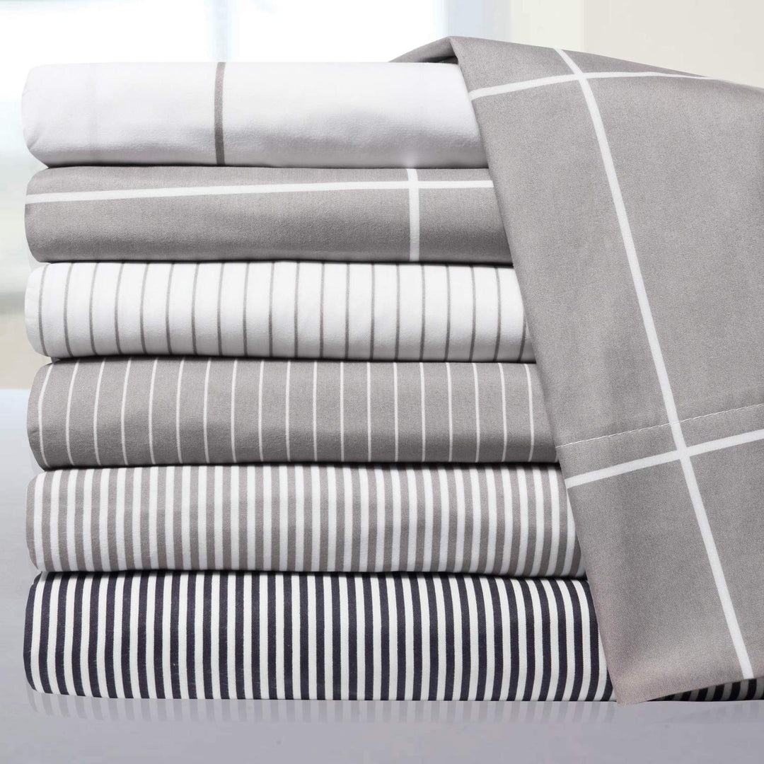 bed bath n more 6 Piece Loft Collection Modern Classic Pinstripe Sheet Sets Grey - Diamond Home USA