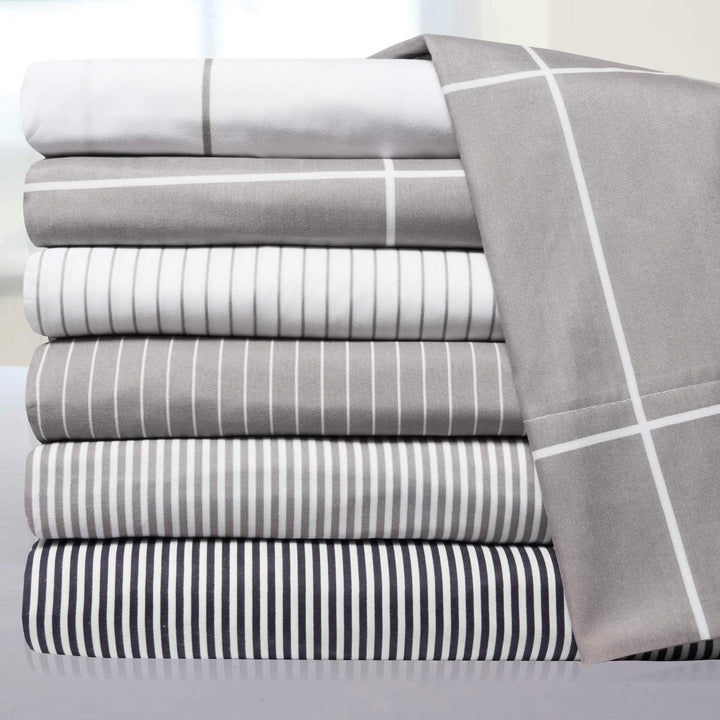 bed bath n more 6 Piece Loft Collection Modern Classic Pinstripe Sheet Sets Grey - Diamond Home USA