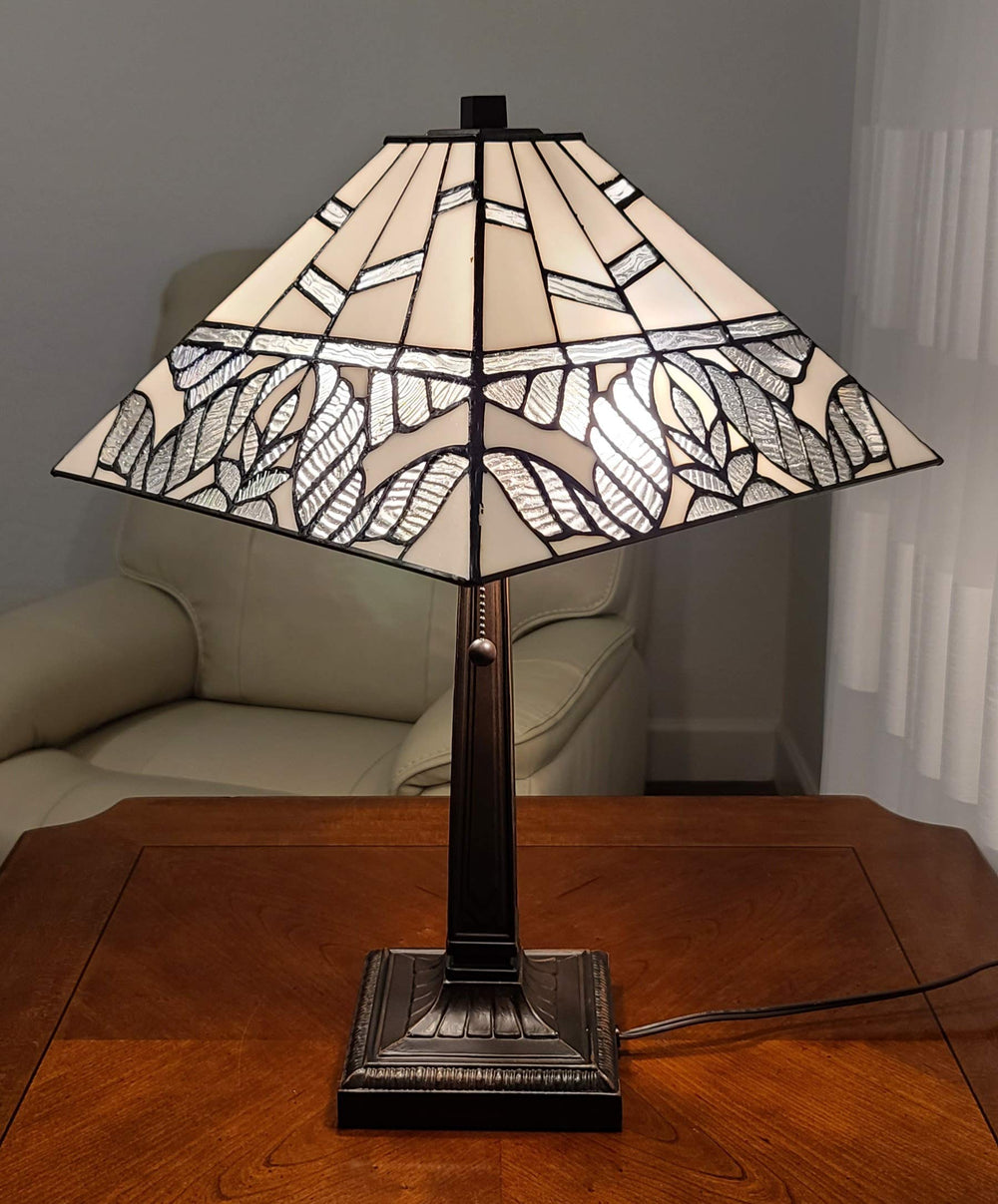 Amora Lighting AM306TL14 Tiffany Style White Mission Table Lamp 22"H x 14"W - Diamond Home USA