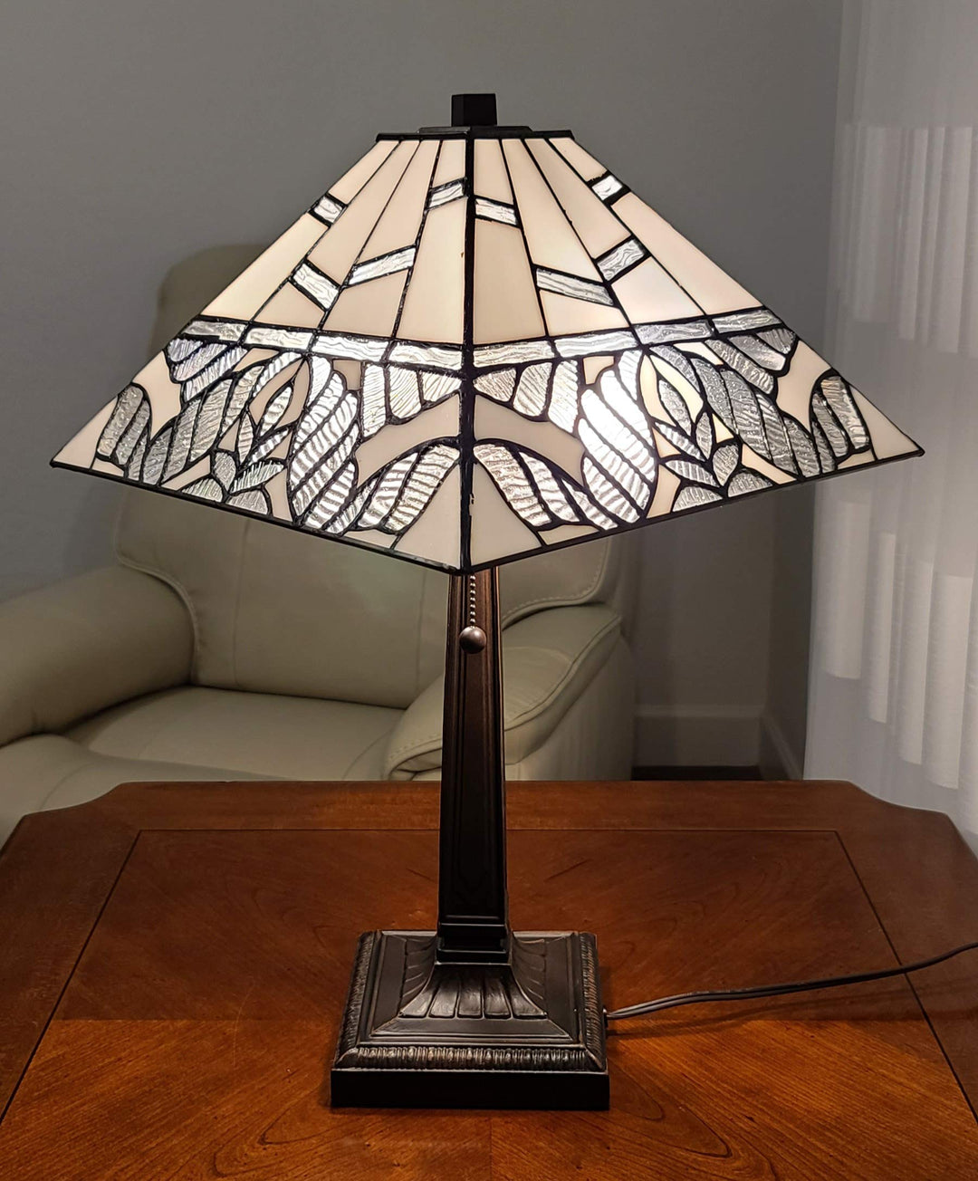 Amora Lighting AM306TL14 Tiffany Style White Mission Table Lamp 22"H x 14"W - Diamond Home USA