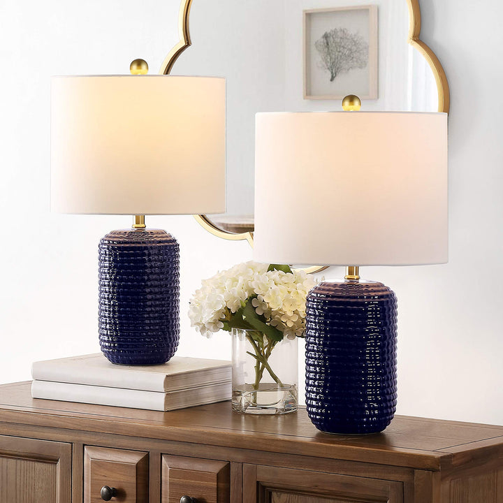 Lighting 22-inch Ceramic Table Lamp (Set of 2) 13" X 22" lue Traditional Gold - Diamond Home USA
