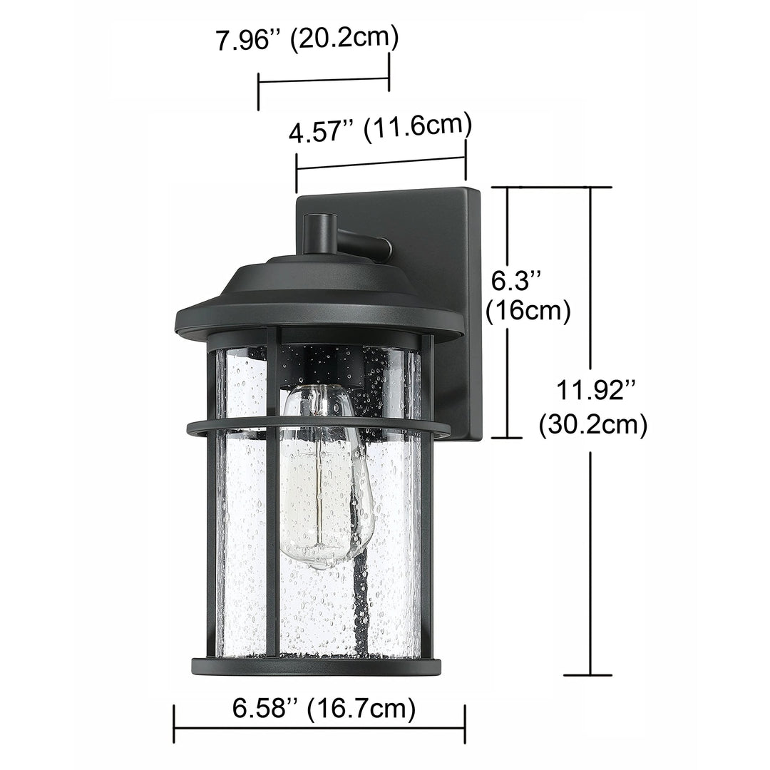 1 Light Black Coastal Barn Dome Outdoor Wall Lantern Clear Glass Modern - Diamond Home USA