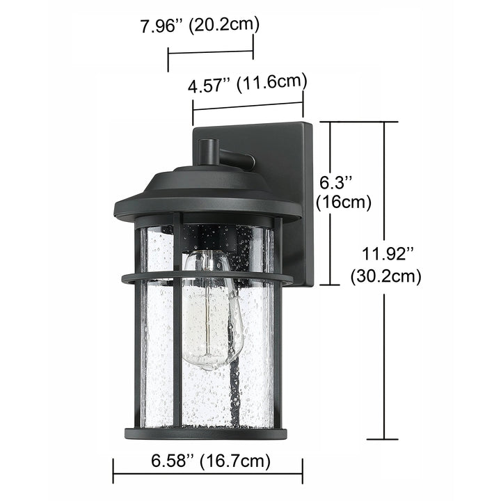 1 Light Black Coastal Barn Dome Outdoor Wall Lantern Clear Glass Modern - Diamond Home USA
