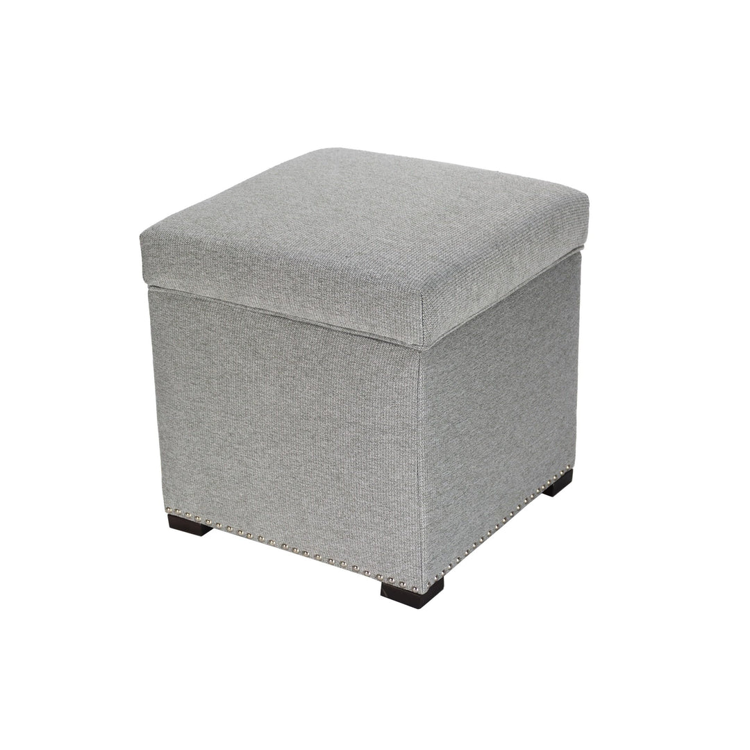 MJL Furniture Designs Tami Square Fabric Upholstered Storage Ottoman Stone