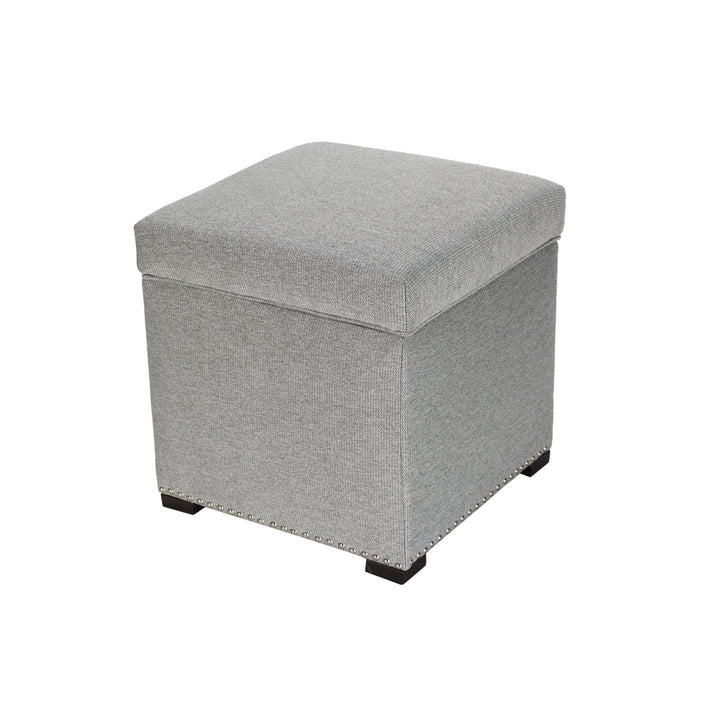 MJL Furniture Designs Tami Square Fabric Upholstered Storage Ottoman Stone