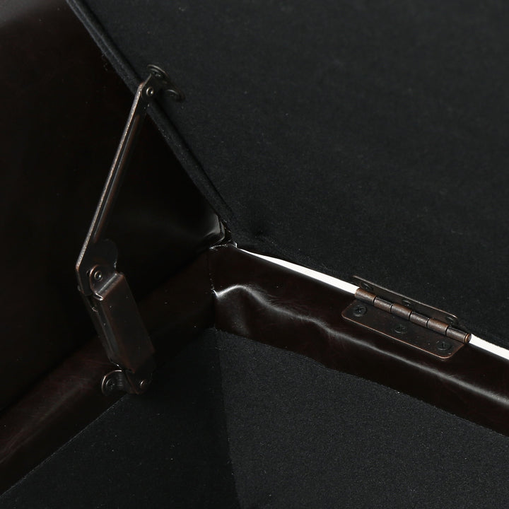 GDFStudio Brown Leather Armed Storage Ottoman Bench - Diamond Home USA