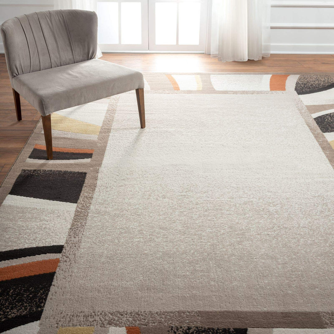 Home Dynamix Premium Rizzy Contemporary Abstract Border Area Rug Taupe/Orange 7'9"x10'8" - Taupe/Orange