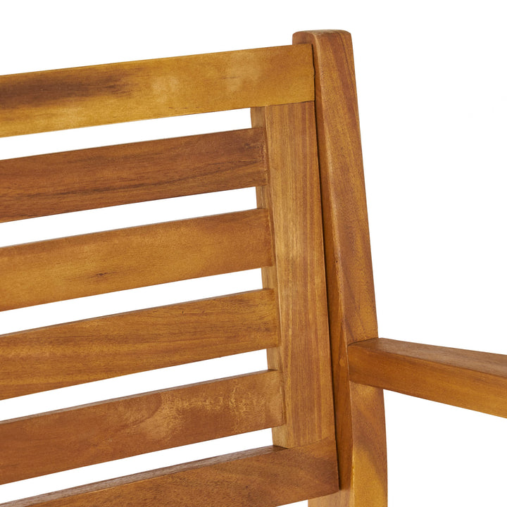 Christopher Knight Home Hermosa Acacia Wood Outdoor Barstools 2-Pcs Set Teak Brown+Cream - Diamond Home USA