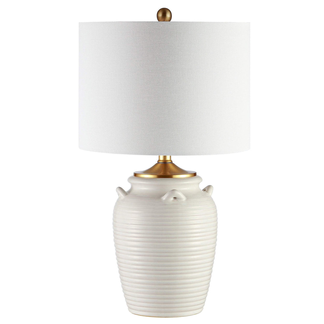 Lighting 24-inch Ivory Ceramic Led Table Lamp - 14" W X L 24" H White Modern - Diamond Home USA