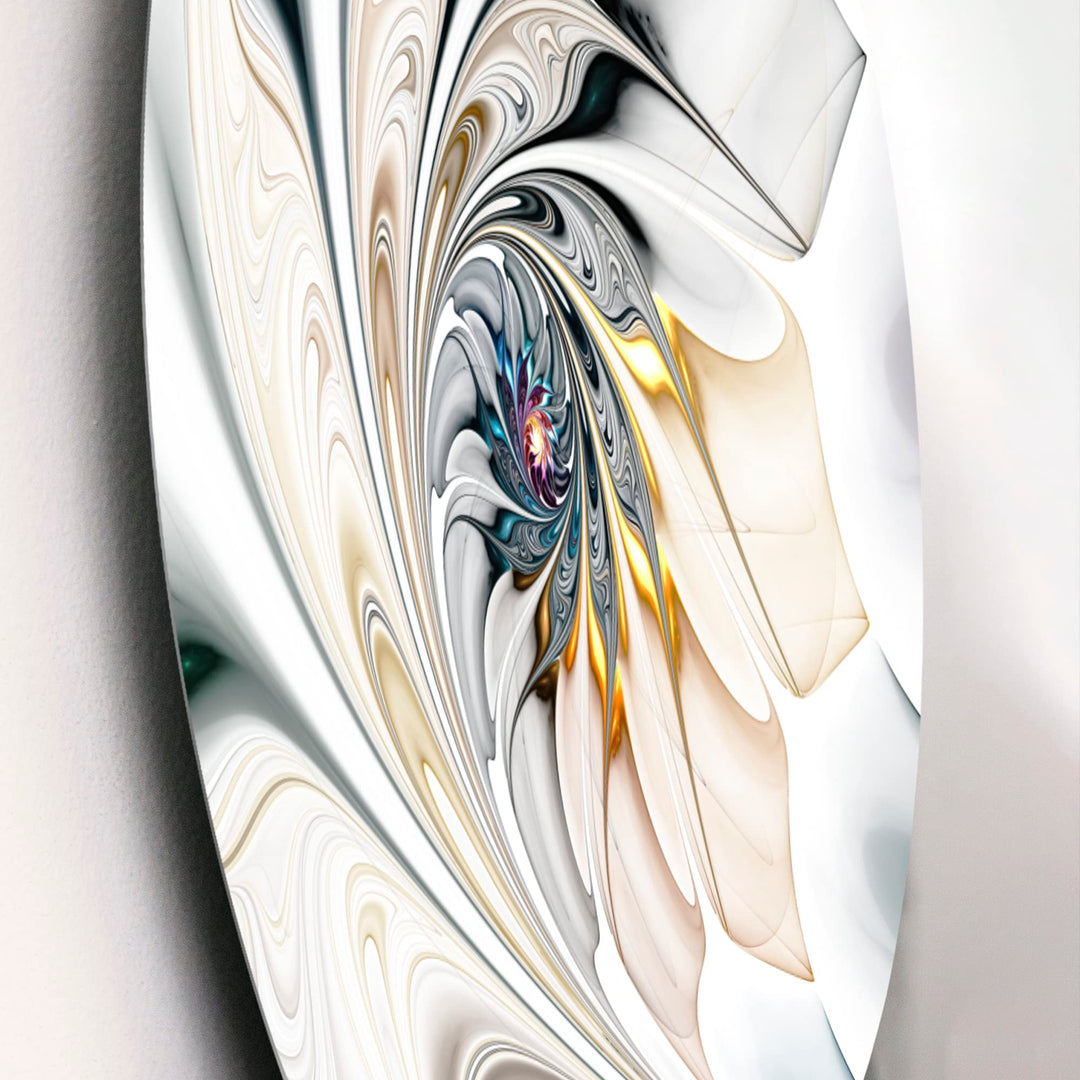 Designart MT10276 C11 White Stained Glass Floral Art Floral Disc 11" x 11" White - Diamond Home USA