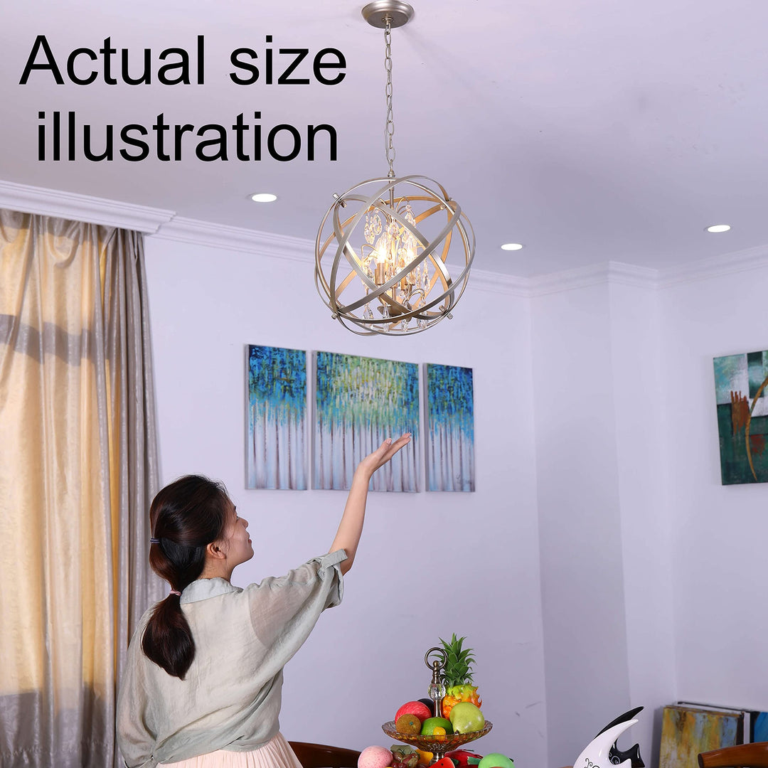 The Lighting Store Benita 4-Light Light Gold with Bronze Metal Crystal Orb - Diamond Home USA