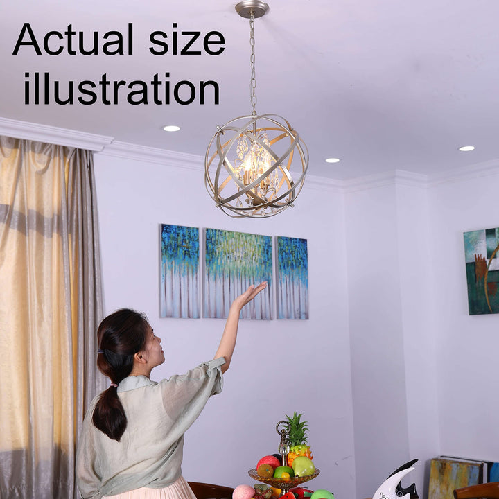 The Lighting Store Benita 4-Light Light Gold with Bronze Metal Crystal Orb - Diamond Home USA