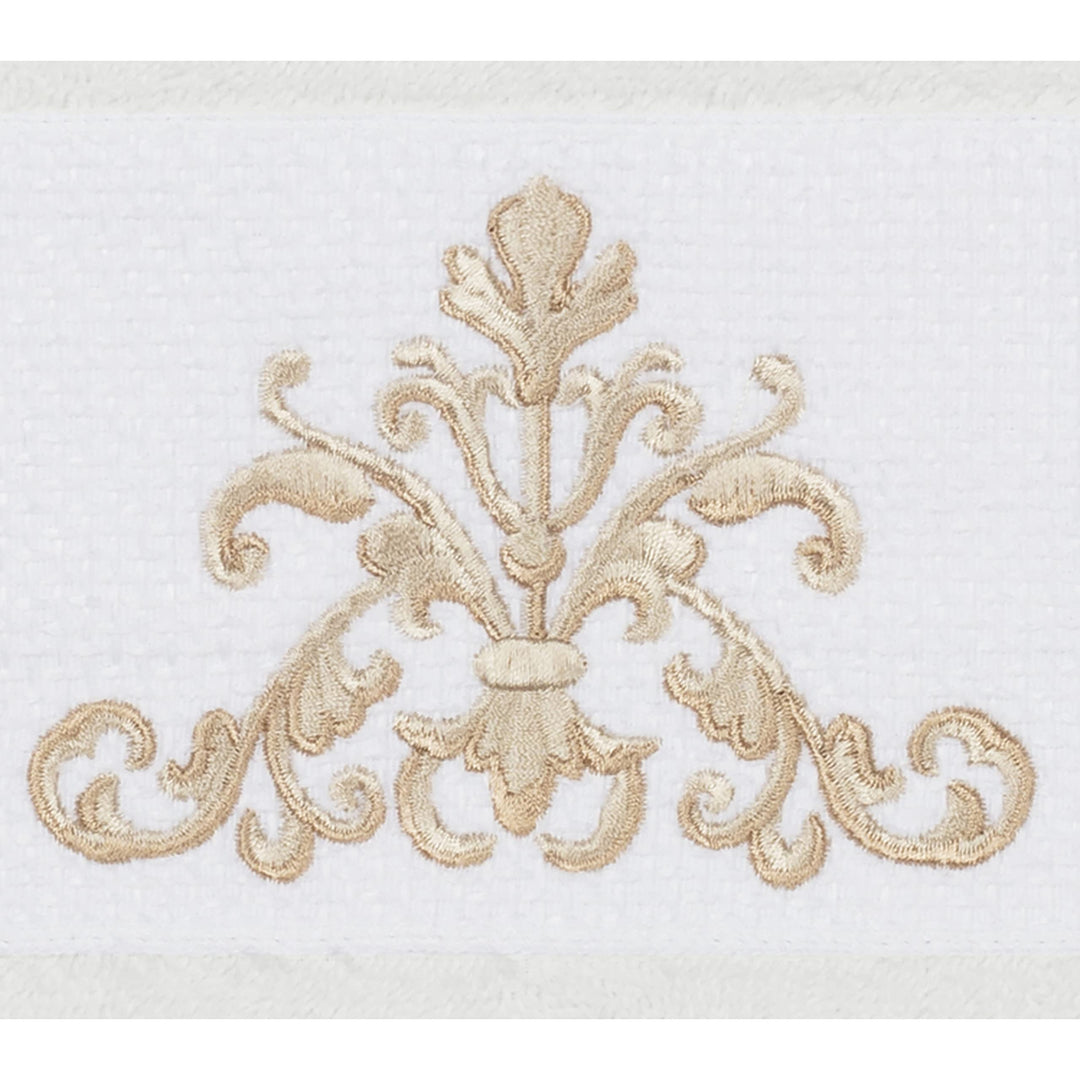 Authentic Hotel and Spa White Turkish Cotton Scrollwork Embroidered 3 Piece - Diamond Home USA