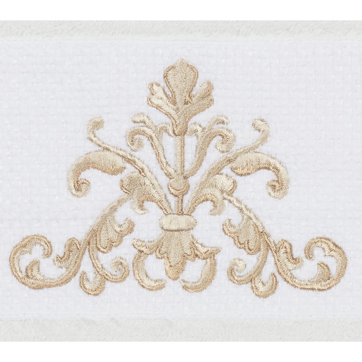 Authentic Hotel and Spa White Turkish Cotton Scrollwork Embroidered 3 Piece - Diamond Home USA