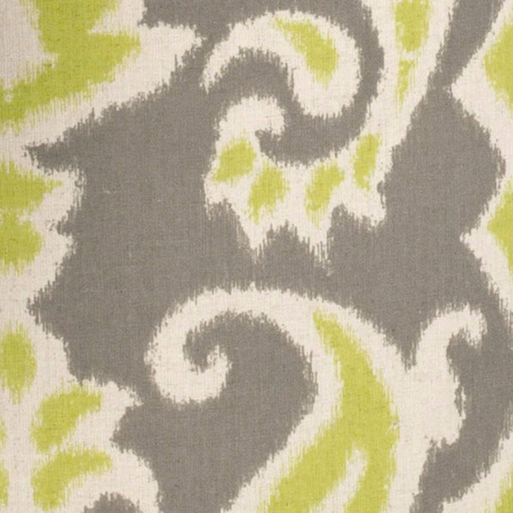 Grass Green Shoe Storage Ottoman Ikat Transitional Pattern Round Brass Metal - Diamond Home USA