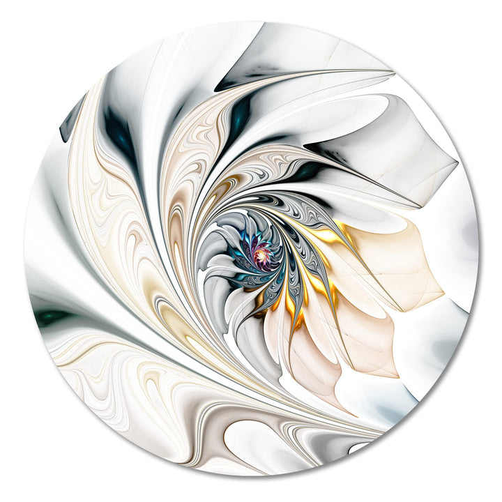 Designart MT10276 C11 White Stained Glass Floral Art Floral Disc 11" x 11" White 11 x 11 - disc of 11 inch