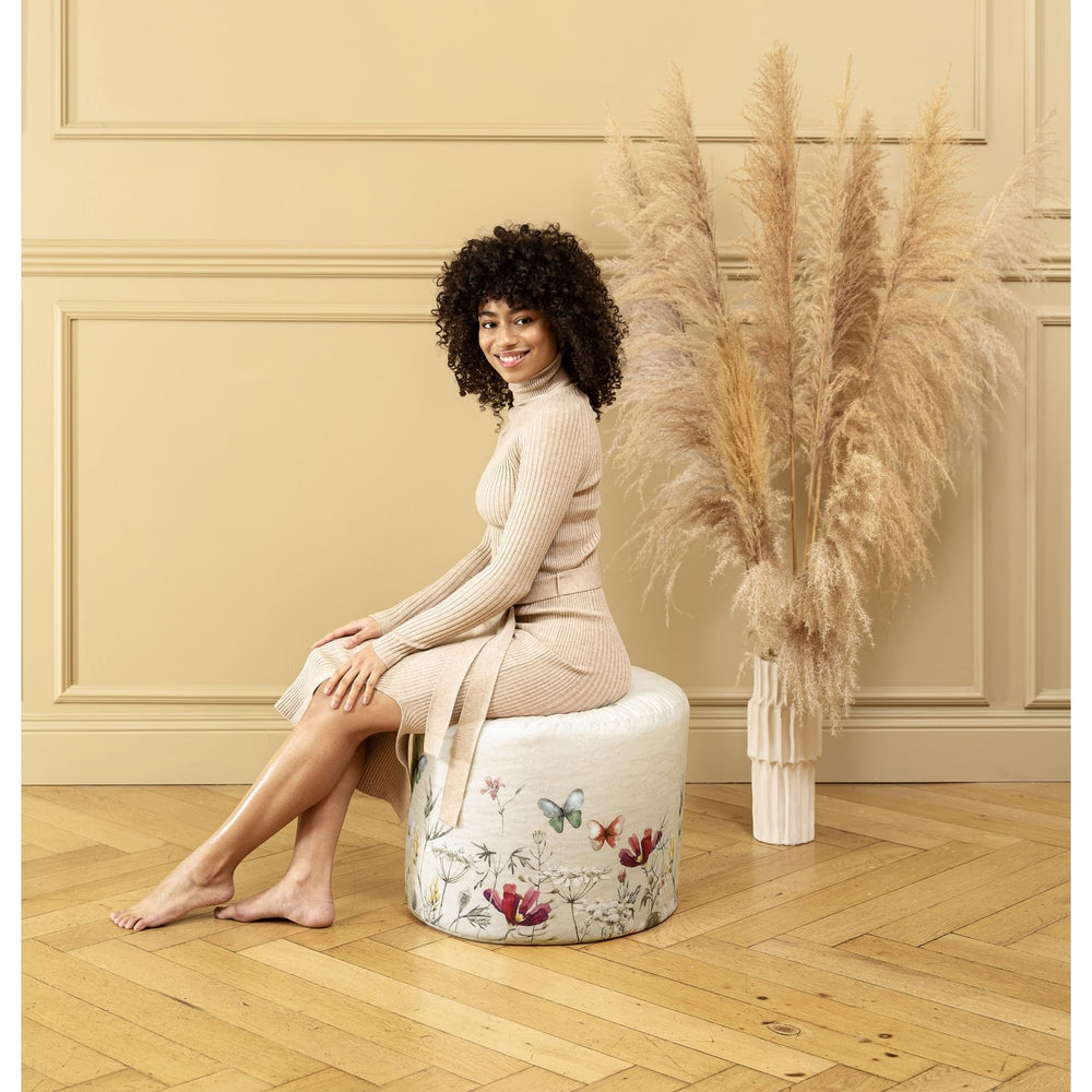 Butterfly Bean Bag Pouf Multi Color Animal Print Modern Contemporary Pattern - Diamond Home USA