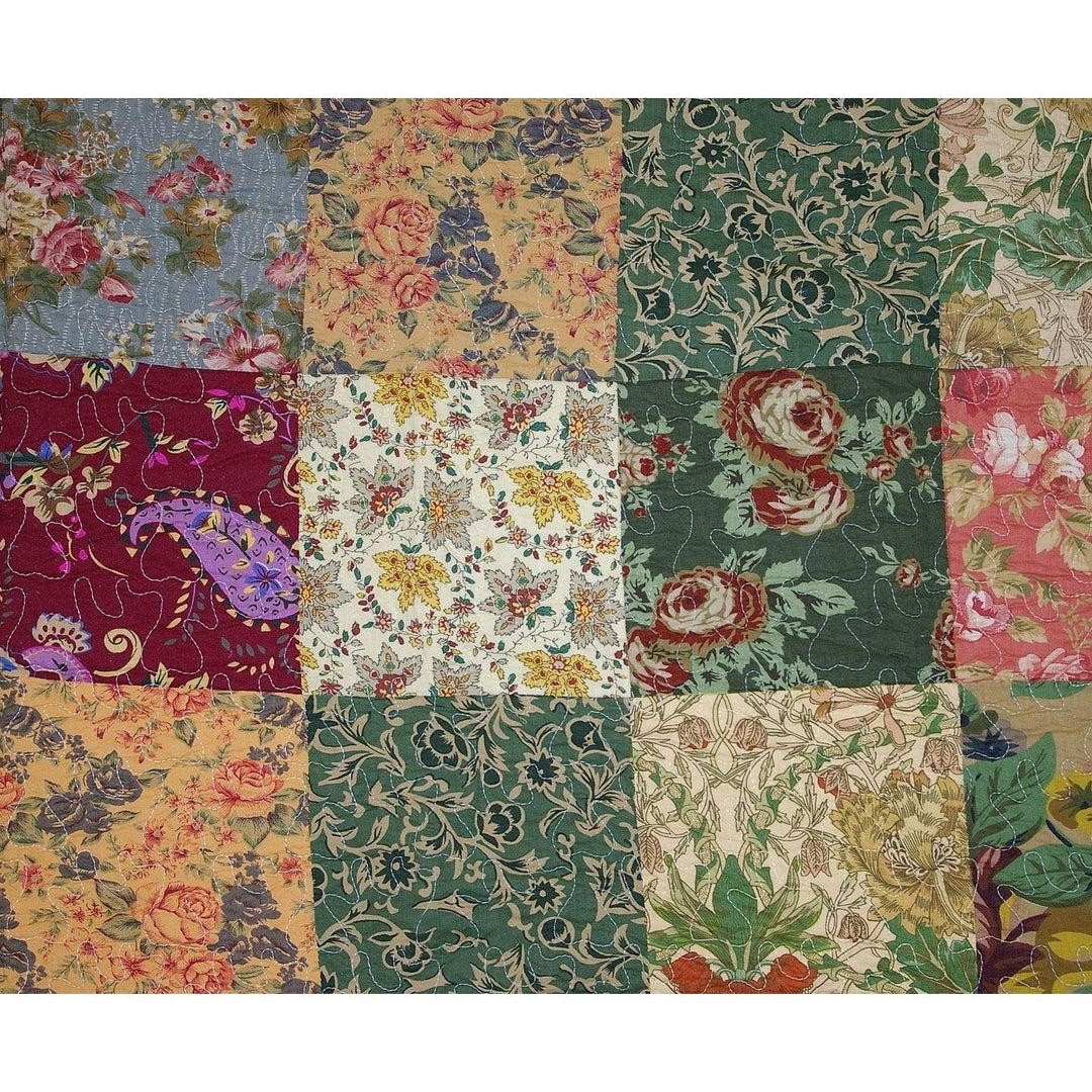 Antique Chic Throw Yellow Floral Shabby Cotton Reversible - Diamond Home USA