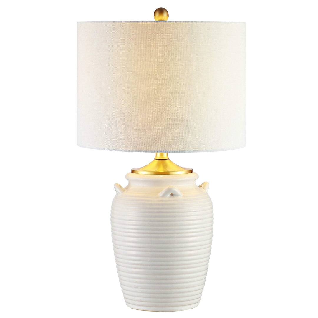 Lighting 24-inch Ivory Ceramic Led Table Lamp - 14" W X L 24" H White Modern - Diamond Home USA